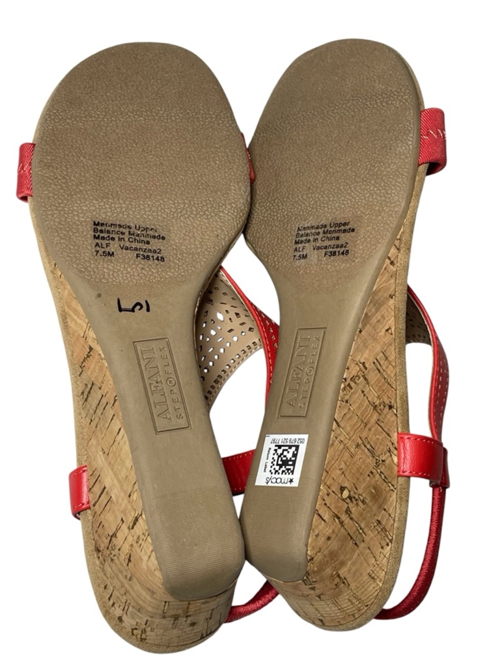 ALFANI Women's Coral T-Strap Step Round Toe Wedge Slip On Slingback Sandals New - Picture 6 of 9